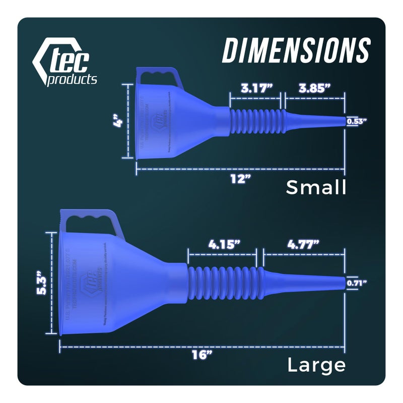 TEC Products FlexAll Long Flexible Funnel for Automotive Use - Durable Nitrile Rubber - Ideal for Car Oil Change  Transmission Funnel Fluid  Diesel  Fuel  Gas - Made in USA - Blue (16 x 5 Inches) - Image 4
